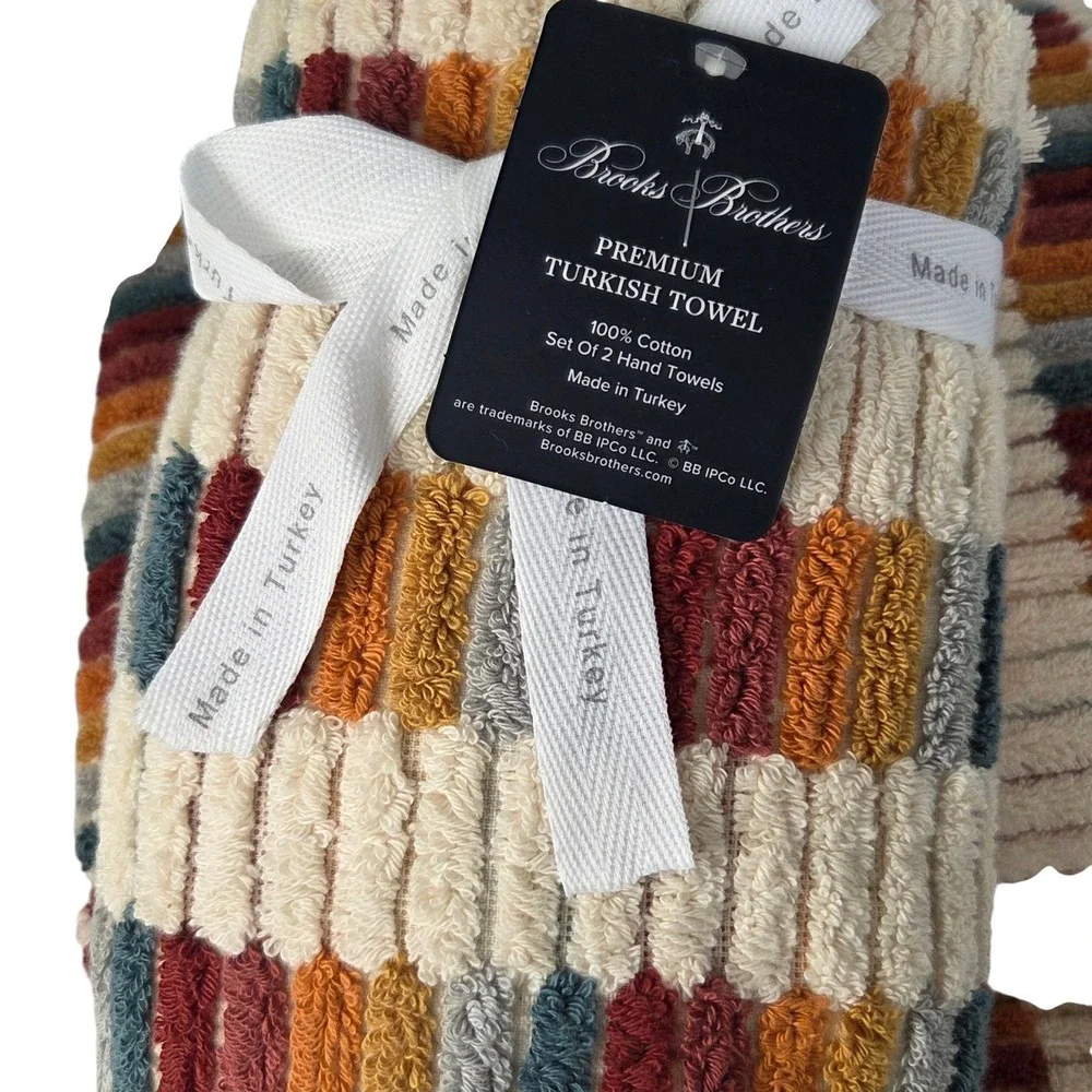 Brooks Brothers 6pc‎ Premium Turkish Cotton Towel Set Multi 2 Bath 2 Hand 2 Tip
